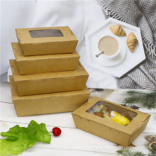 Bio-degradable Disposable Kraft paper food container with windown